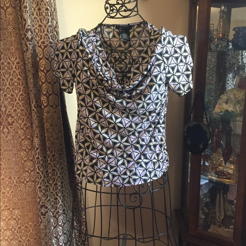 George stretch purple, black & cream top
